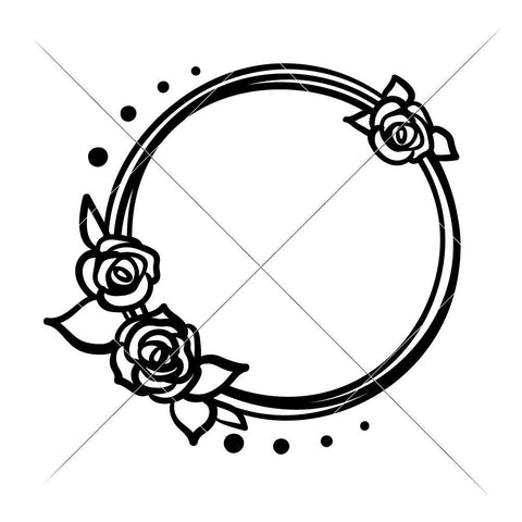 Wreath with three Roses for Monogram SVG Chameleon Cuttables 