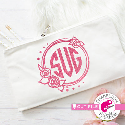 Wreath with three Roses for Monogram SVG Chameleon Cuttables 