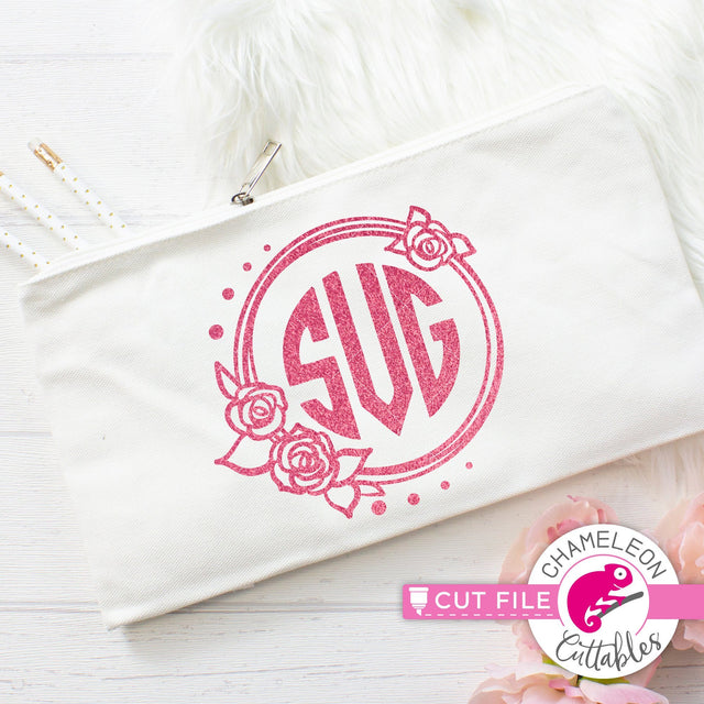 Wreath with three Roses for Monogram SVG Chameleon Cuttables 