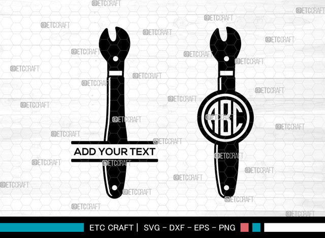 Wrench Monogram SVG, Wrench SVG, Circle Monogram Svg, Adjustable Wrench Svg, Mechanic Tools Svg, Combi Wrench Svg, Wrench SVG ETC Craft 