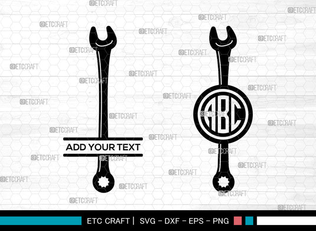 Wrench Monogram SVG, Wrench SVG, Circle Monogram Svg, Adjustable Wrench Svg, Mechanic Tools Svg, Combi Wrench Svg, Wrench SVG ETC Craft 