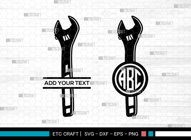 Wrench Monogram SVG, Wrench SVG, Circle Monogram Svg, Adjustable Wrench Svg, Mechanic Tools Svg, Combi Wrench Svg, Wrench SVG ETC Craft 