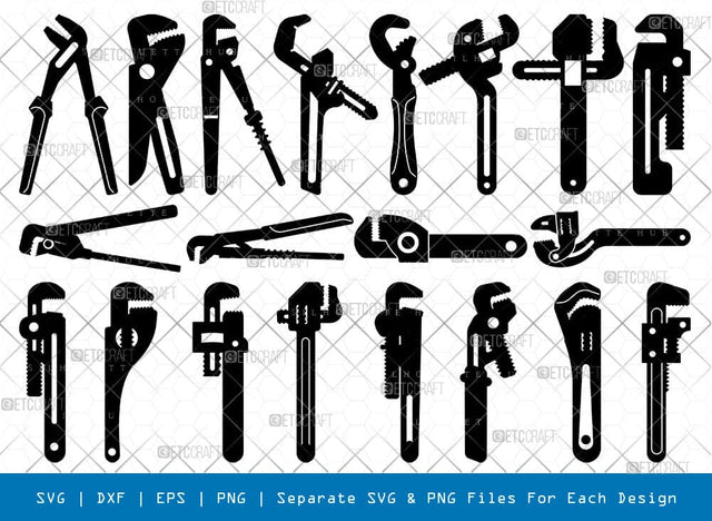 Wrench Silhouette, Pipe Wrench SVG, Straight Pipe Wrench Svg, Heavy Tools Svg, Pipe Wrench Bundle, SB00962 SVG ETC Craft 