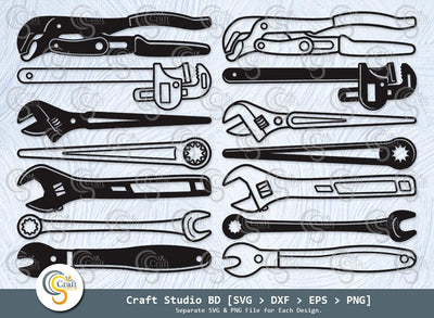 Wrench Silhouette, Wrench SVG, Wrench Icon Svg, Adjustable Wrench Svg, Mechanic Tools Svg, Combi Wrench Svg, Wrench Bundle SVG ETC Craft 