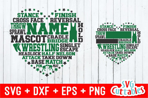 Wrestling Heart Subway Art SVG Svg Cuttables 