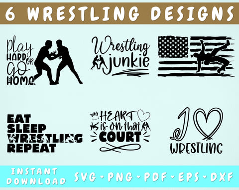 Wrestling Quotes SVG Bundle, 6 Designs, Wrestling Sayings SVG, Wrestling Shirt SVG, Wrestling Junkie SVG, My Heart Is On That Court SVG SVG HappyDesignStudio 