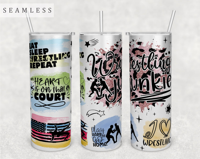 Wrestling Quotes Tumbler Wrap, 20 Oz Skinny Tumbler Sublimation Design, Seamless Wrestling Sayings Tumbler PNG Sublimation HappyDesignStudio 