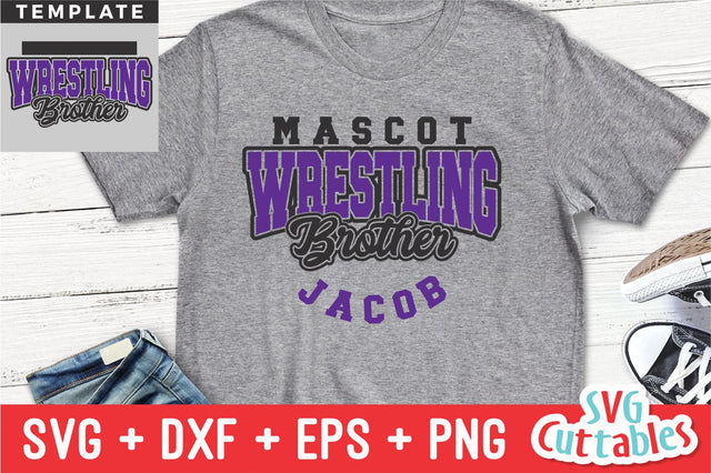 Wrestling svg - Wrestling Brother Template 0030 - svg - eps - dxf - png - Cut File - Wrestling Team - Silhouette - Cricut - Digital File SVG Svg Cuttables 