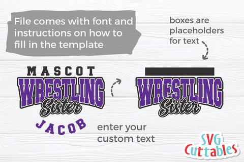 Wrestling svg - Wrestling Sister Template 0031 - svg - eps - dxf - png - Cut File - Wrestling Team - Silhouette - Cricut - Digital File SVG Svg Cuttables 