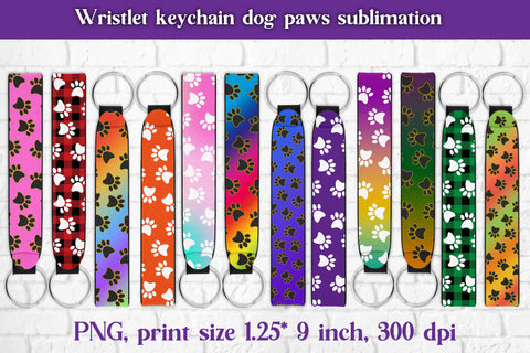 Wristlet keychain dog paws sublimation, key fob wristlet Sublimation Svetana Studio 