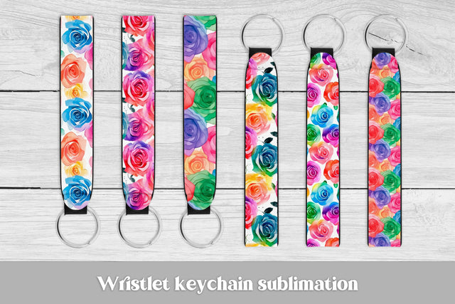 Wristlet keychain flower sublimation | Rose key fob wristlet Sublimation Svetana Studio 