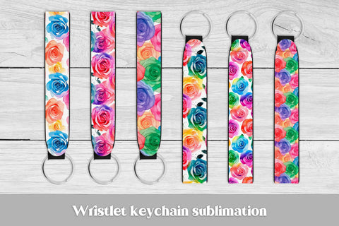 Wristlet keychain flower sublimation | Rose key fob wristlet Sublimation Svetana Studio 