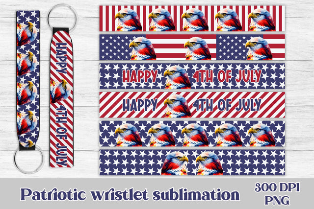 Wristlet keychain patriotic eagle | Key fob wristlet Sublimation Svetana Studio 