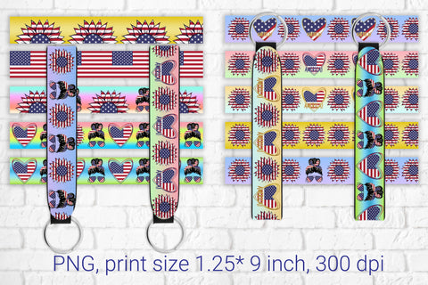 Wristlet keychain patriotic sublimation | Key fob wristlet Sublimation Svetana Studio 