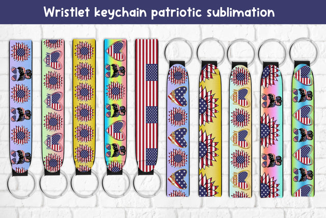 Wristlet keychain patriotic sublimation | Key fob wristlet Sublimation Svetana Studio 