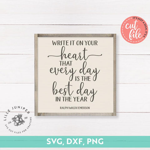 Write it on Your Heart SVG | Motivational svg | Rustic Sign Design SVG LilleJuniper 