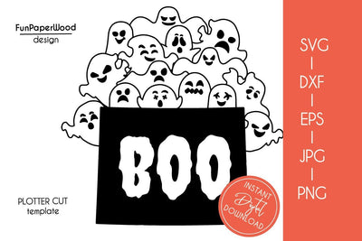 Wyoming WY state map Cute Halloween Boo scary ghosts faces SVG DXF EPS PNG JPEG SVG FunPaperWood 