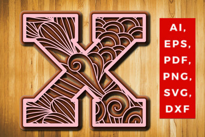 X Layered Floral Alphabet SVG cut file, laser cut alphabet, mandala alphabet, 5 layer SVG MD JOYNAL ABDIN 