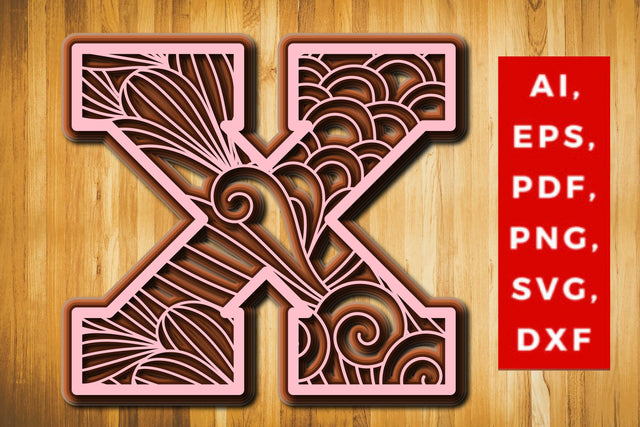 X Layered Floral Alphabet SVG cut file, laser cut alphabet, mandala alphabet, 5 layer SVG MD JOYNAL ABDIN 