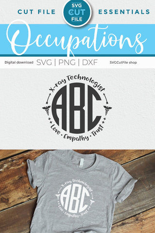 X-Ray Tech monogram svg for crafters SVG SVG Cut File 
