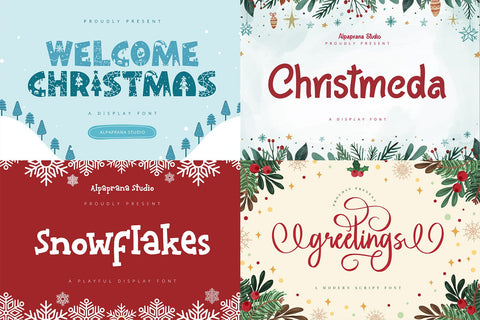 Xmas Bundle | 17 Christmas Fonts Font Alpaprana Studio 