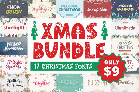 Xmas Bundle | 17 Christmas Fonts Font Alpaprana Studio 