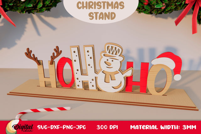 XMas Decor. 3D Christmas Stand Laser Cut. Christmas Wooden Stand SVG SVG Evgenyia Guschina 