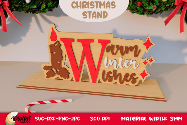 XMas Decor. 3D Christmas Stand Laser Cut. Christmas Wooden Stand SVG SVG Evgenyia Guschina 