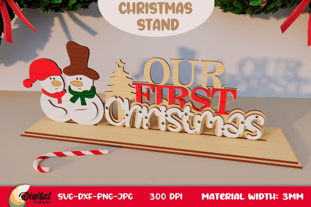 XMas Decor. 3D Christmas Stand Laser Cut. Christmas Wooden Stand SVG SVG Evgenyia Guschina 