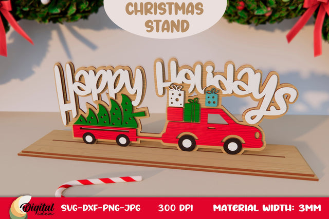 XMas Decor. 3D Christmas Stand Laser Cut. Christmas Wooden Stand SVG SVG Evgenyia Guschina 