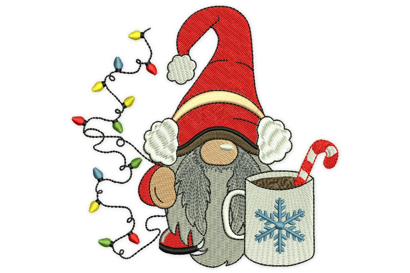 Xmas Lights Gnome Embroidery Design, Holiday embroidery design, christmas embroidery designs, winter embroidery design, snow embroidery Embroidery/Applique DESIGNS NextEmbroidery 