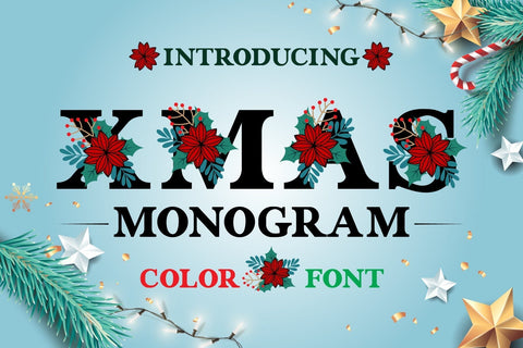 Xmas Monogram Color Fonts Font Fox7 By Rattana 