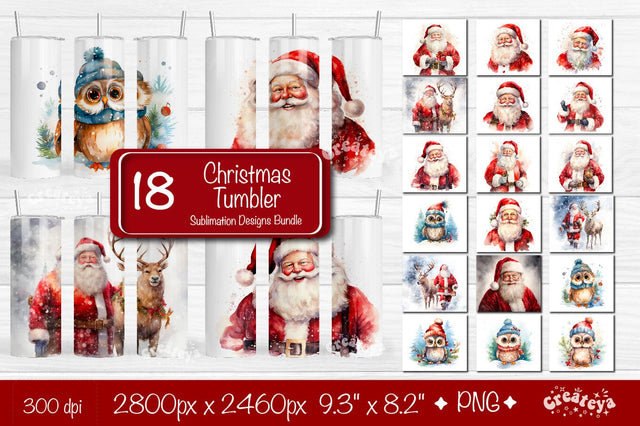 Xmas Tumbler Owl Tumbler wrap png 20 Oz Santa sublimation design Christmas Tumbler Bundle Sublimation Createya Design 