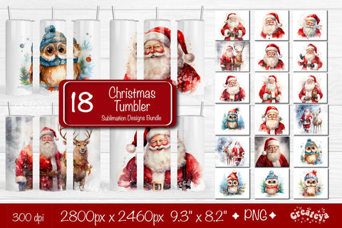 Xmas Tumbler Owl Tumbler wrap png 20 Oz Santa sublimation design Christmas Tumbler Bundle Sublimation Createya Design 