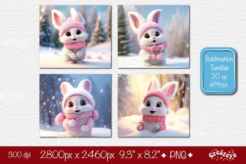 Xmas Tumbler wrap png 20 Oz Christmas Bunny sublimation design Christmas Tumbler Baby Animal Sublimation Createya Design 