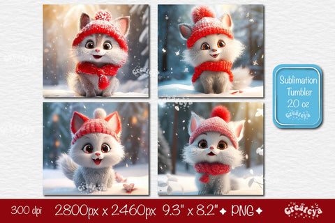 Xmas Tumbler wrap png 20 Oz Christmas Cat sublimation design Christmas Tumbler Kitty Sublimation Createya Design 