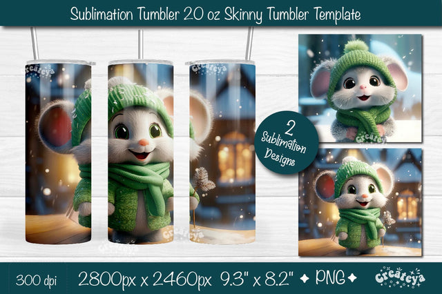 Xmas Tumbler wrap png 20 Oz Christmas Mouse sublimation design Christmas Tumbler Sublimation Createya Design 