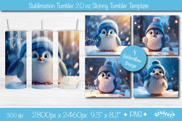 Xmas Tumbler wrap png 20 Oz Penguin sublimation design Christmas Tumbler Baby Animal Sublimation Createya Design 
