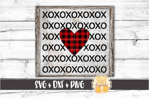 XOXO - Buffalo Plaid Heart - Valentine SVG PNG DXF Cutting Files SVG Cheese Toast Digitals 