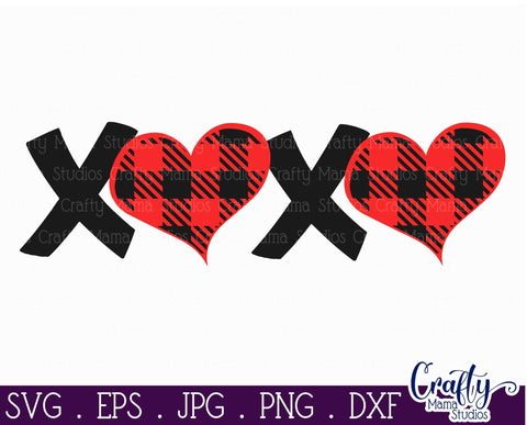 XOXO Buffalo Plaid - Love Svg SVG Crafty Mama Studios 