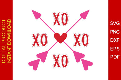 XOXO Hearts Cross Valentine's Day SVG PNG EPS Cut File SVG Creativedesigntee 