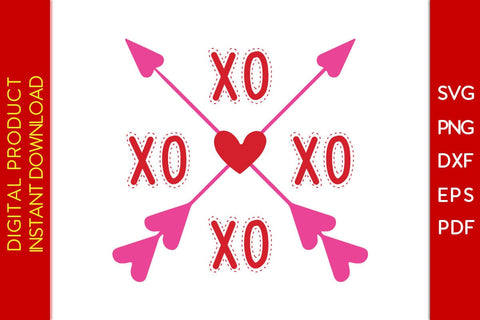 XOXO Hearts Cross Valentine's Day SVG PNG EPS Cut File SVG Creativedesigntee 