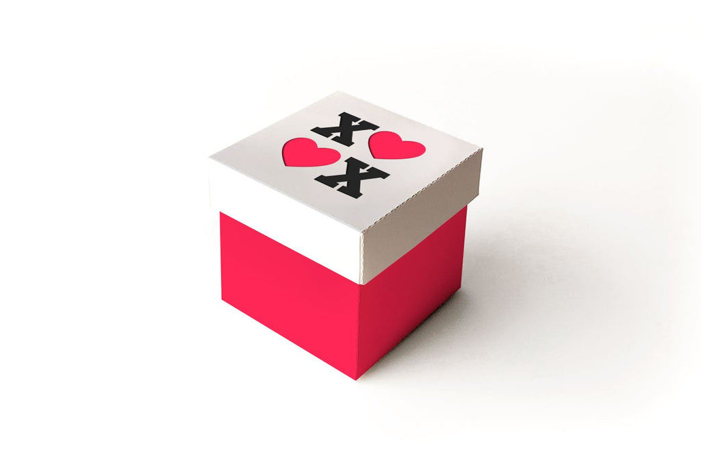 XOXO Hearts Cube Box With Lid SVG - So Fontsy