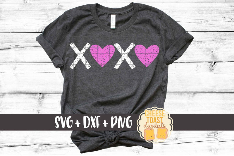 XOXO Hearts - Distressed - Valentine SVG PNG DXF Cutting Files - So Fontsy