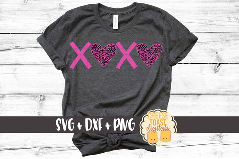 XOXO Hearts - Leopard Print - Valentine SVG PNG DXF Cutting Files SVG Cheese Toast Digitals 