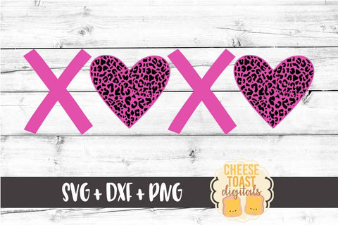 XOXO Hearts - Leopard Print - Valentine SVG PNG DXF Cutting Files SVG Cheese Toast Digitals 