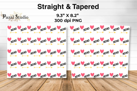 XOXO Hearts Pattern 20 oz Skinny Tumbler Wrap Sublimation Design Sublimation Pazal Studio 