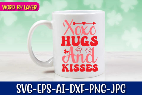 Xoxo Hugs and Kisses Retro Valentine's Day Design SVG Blessedprint 