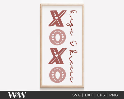 XOXO Hugs And Kisses SVG | Valentine Vertical SVG SVG Wood And Walt 