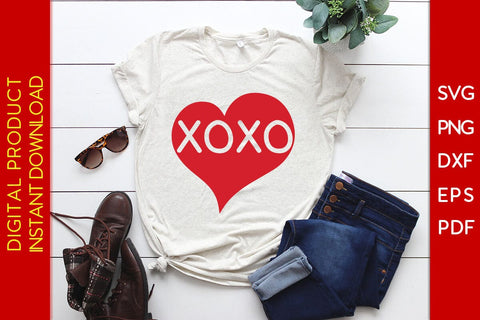 XOXO Love Hearts Valentine's Day SVG PNG EPS Cut File SVG Creativedesigntee 